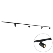 Lampy sufitowe - QAZQA Nowoczesny system szynowy czarny z 4 punktami 3-fazowymi - Linijka - miniaturka - grafika 1