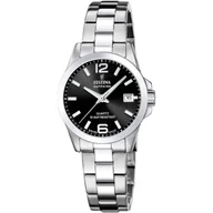 Zegarki damskie - Festina Classic Bracelet 20049/6 zegarek damski srebrny czarna tarcza z datownikiem - miniaturka - grafika 1