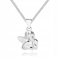 Biżuteria dla dzieci - 925 SREBRNY ŁAŃCUSZEK 50cm ANIOŁEK DEDYKACJA P3Z53 - miniaturka - grafika 1