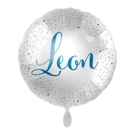 Balony i akcesoria - Balon imienny foliowy Leon okrągły pakowany 43 cm - miniaturka - grafika 1