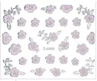 Ozdoby do paznokci - Allepaznokcie Naklejki 3D Kwiatki TJ006 Pudrowy róż ze srebrną obwódką arkusz - miniaturka - grafika 1