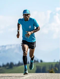 COMPRESSPORT Opaska na głowę z daszkiem SPIDERWEB HEADBAND ON/OFF mosaic blue - Czapki i chusty sportowe damskie - miniaturka - grafika 3
