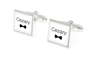 Eleganckie Spinki 3D Z Imieniem Cezary - Spinki do mankietów i krawatów - miniaturka - grafika 1