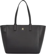 Torebki damskie - Tommy Hilfiger Damska koszulka z logo TH SOFT AW0AW16905 TH SOFT LOGO TOTE AW0AW16905, czarna, OS, czarny (czarny), Torba na ramię - miniaturka - grafika 1