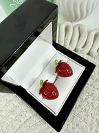 Spinki do mankietów i krawatów - SPINKI DO MANKIETÓW prezent poziomki truskawki owoc - miniaturka - grafika 1