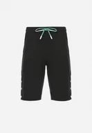 Spodenki męskie - Czarne Dresowe Szorty ze Sznurkiem w Pasie i Metalicznymi Napami Tharnni - miniaturka - grafika 1