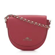 Torebki damskie - Damska torebka saddle bag skórzana na łańcuszku czerwona - miniaturka - grafika 1