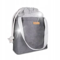 Plecaki worki - Torebka damska worek zamszowa eco duża na ramię torba shopper szara - miniaturka - grafika 1