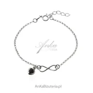 Bransoletki - ankabizuteria.pl Srebrna bransoletka z nieskończonością i serduszkiem - miniaturka - grafika 1