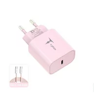 Ładowarki do telefonów - Ładowarka Sieciowa 20W USB-C + Kabel 60W USB-C - USB-C T-PHOX Moderate Series T-PP11 różowe - miniaturka - grafika 1