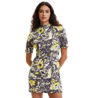 Sukienki - Sukienka damska Desigual Mineral mini szaro żółta-XL - miniaturka - grafika 1