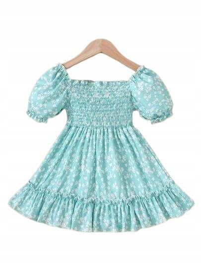 SHEIN SUKIENKA DZIECIĘCA W KWIATY ZIELONA MINI 74 ŁAK