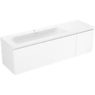 Szafki łazienkowe - Mexen Rivel szafka łazienkowa 160 cm z umywalką Vela lewą, 1S, 1D, ryflowana, biała mat - 91A23-16047-3-BBFF01-W23L01 - miniaturka - grafika 1