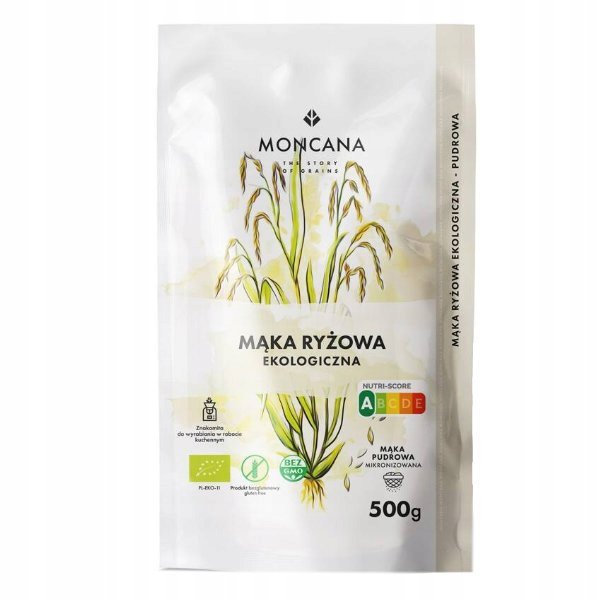 Bezglutenowa pudrowa mąka ryżowa ekologiczna 500g Moncana
