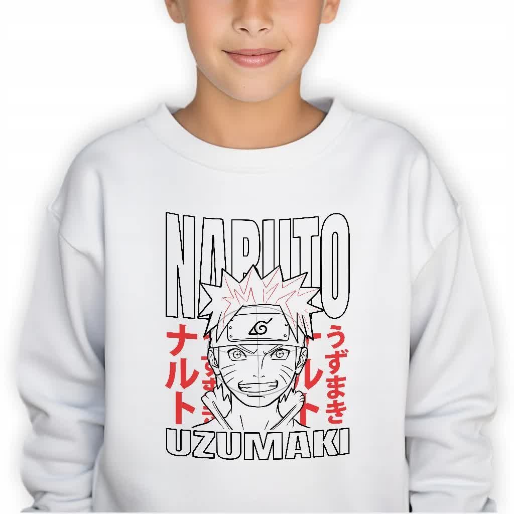 Bluza Dziecięca Biała Na Prezent Dla Fana Anime Naruo Uzumaki Wzory - 164