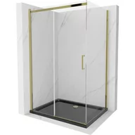 Kabiny prysznicowe - Mexen Omega kabina prysznicowa rozsuwana 120x80 cm, transparent, złota + brodzik Flat, czarny - miniaturka - grafika 1