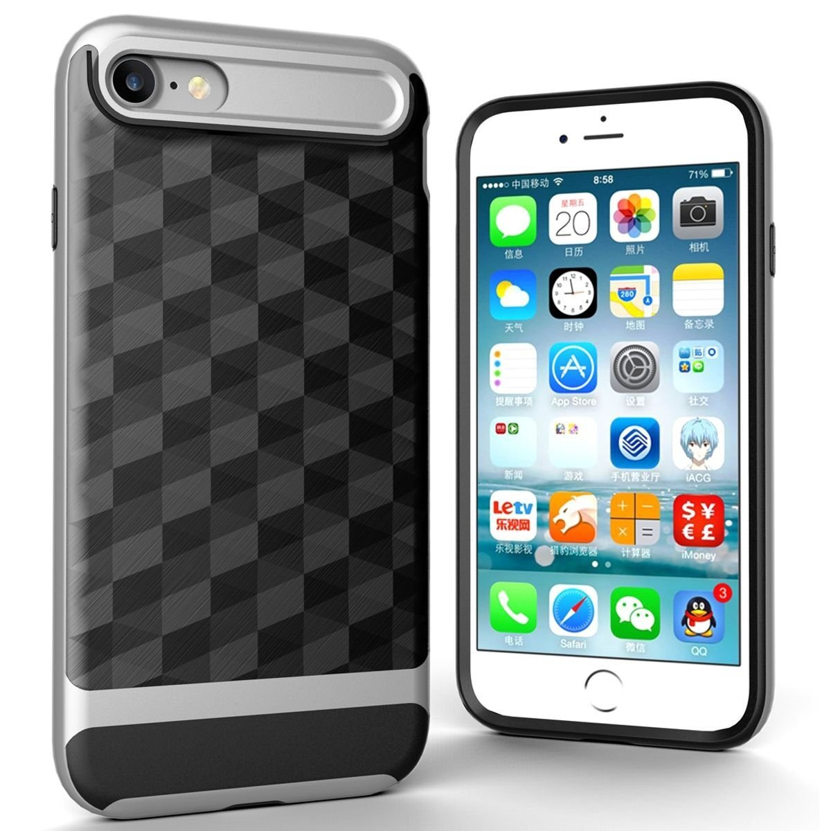 Etui na telefon komórkowy Apple iPhone 8 Backcover Case - Cover 3D Prisma Design Silver