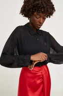 Koszule damskie - Answear Lab koszula damska kolor czarny regular z kołnierzykiem klasycznym - miniaturka - grafika 1