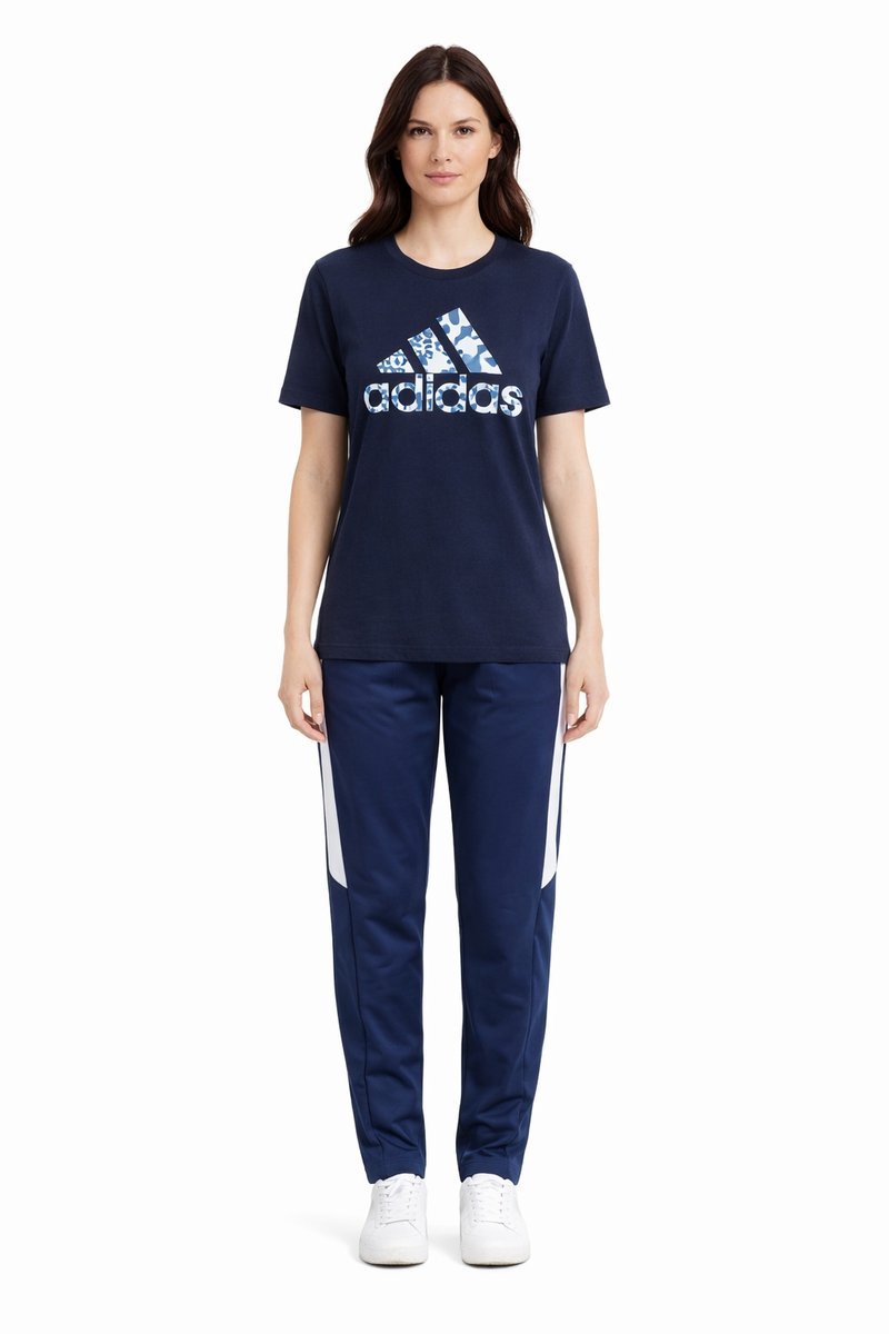 ADIDAS GRANATOWY T SHIRT DAMSKI Z NADRUKIEM LOGO SPORTOWY XS I4A