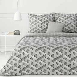 Eurofirany Pościel bawełniana 160x200 Sara 28 Geometria szara - Pościel - miniaturka - grafika 1