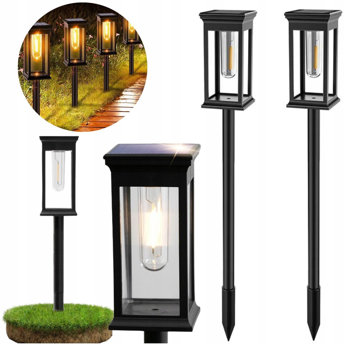 Lampki Solarne Wbijane Do Ogrodu Lampka Solarna LED Oświetlenie 2 Sztuki