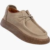 Półbuty damskie - Półbuty Damskie Skórzane Buty Eleganckie Sznurowane Mokasyny Beżowe Beżowy 39 - miniaturka - grafika 1