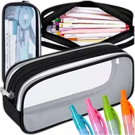 Piórniki - Piórnik Szkolny Saszeta do Szkoły Chłopca Dziewczynki Przezroczysty Czarny - miniaturka - grafika 1