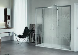 Novellini Kuadra 2A Drzwi prysznicowe przesuwne z polami stałymi 174-180x200 cm szkło przezroczyste, profile chrom KUAD2A174-1K - Ścianki i drzwi prysznicowe - miniaturka - grafika 1