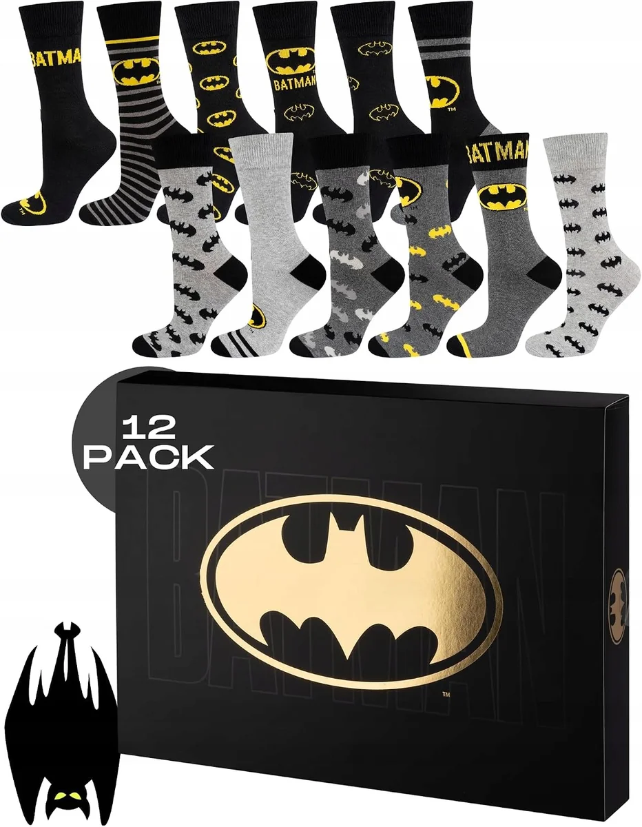 ADWENTOWY DC BATMAN SKARPETKI MĘSKIE PREZENT 12 PAR BAWEŁNA 40-45