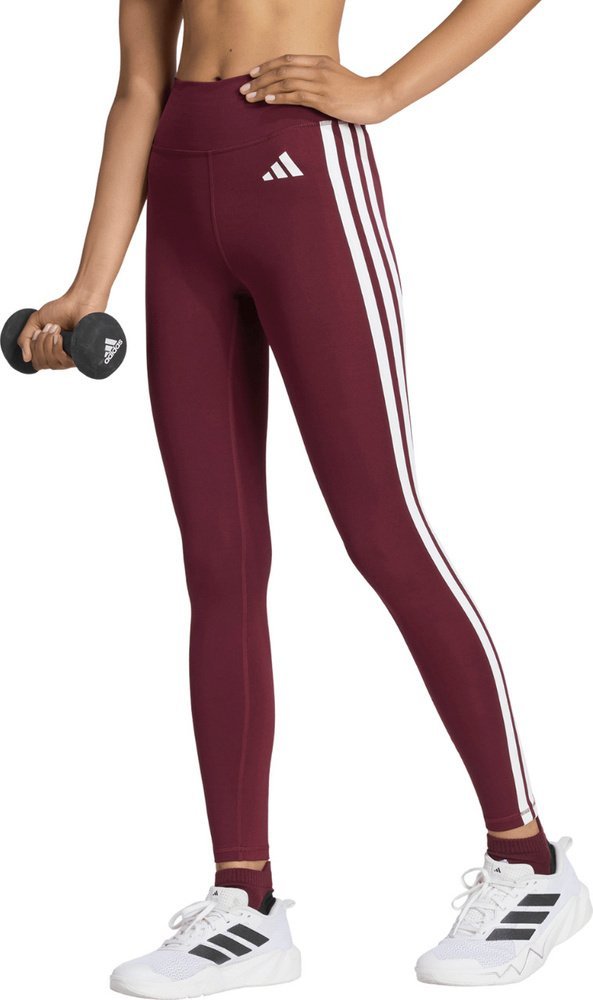 Adidas Legginsy damskie adidas Optime Essentials Workout 3-Stripes 7/8 bordowe KT3772 XS