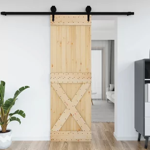 vidaXL Drzwi, 70x210 cm, lite drewno sosnowe - Ogrodzenia - miniaturka - grafika 1