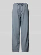 Spodnie damskie - Spodnie lniane o kroju relaxed fit z tunelem - miniaturka - grafika 1