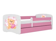 Łóżka dla dzieci i młodzieży - Łóżko dla dziecka, barierka, Babydreams, miś z motylkami, różowe - miniaturka - grafika 1