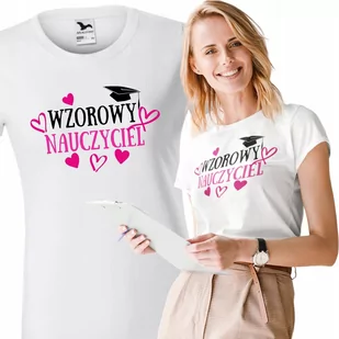Damska Koszulka Wzorowy Nauczyciel Prezent na Dzień Nauczyciela XL - Koszulki i topy damskie - miniaturka - grafika 1