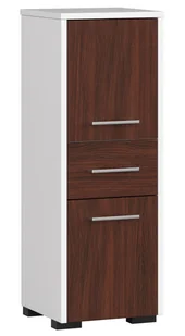 Szafka łazienkowa wolnostojąca: jedna szuflada, dwoje drzwiczek, trzy półki, kolor: biały wenge, wymiary mebla: szer: 30 cm, wys: 85 cm, gł: 30 cm - Szafki łazienkowe - miniaturka - grafika 1