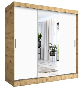 Szafa przesuwna dąb artisan + biały 200 cm W4-T00 - Szafy - miniaturka - grafika 1