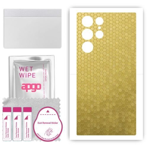 folia naklejka skórka strukturalna na TYŁ do Samsung Galaxy S23 Ultra - Plaster Miodu Złoty - apgo SKINS