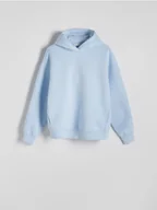 Bluzy męskie - Reserved - Gładka bluza z kapturem - jasnoniebieski - miniaturka - grafika 1