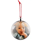 Ramki na zdjęcia - ﻿Bombka Święta ramka zdjęcie 7,5x7,5 złoty brokat - miniaturka - grafika 1