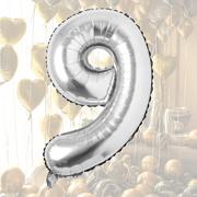Gadżety na imprezę - Nadmuchiwane balony cyfry maxi  100 cm srebrne  - 9 - miniaturka - grafika 1