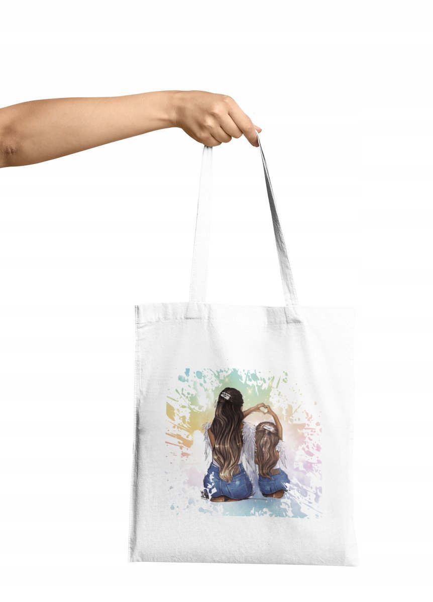 TORBA SHOPPER MATERIAŁOWA NA RAMIĘ PREZENT DLA MAMY DZIEŃ MAMY DAR OD CÓRKI