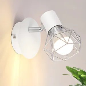 ZMH reflektor sufitowy biały 1-płomienny reflektor ścienny reflektor ścienny E14 vintage regulowany 350° Retor metalowy klosz kątowy do salonu przedpokoju sypialni