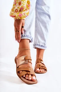 Skórzane Wygodne Klapki Damskie Maciejka 05549-29 Brązowe-38 - Klapki i japonki damskie - miniaturka - grafika 1