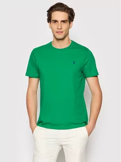 Koszulki męskie - Ralph Lauren Polo T-Shirt 710671438223 Zielony Custom Slim Fit - grafika 1