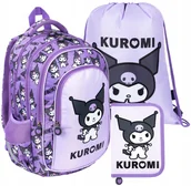 Plecaki worki - Kuromi Plecak Szkolny Czterokomorowy+piórnik+worek Kuromi Violet Zestaw - miniaturka - grafika 1