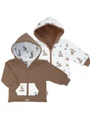 Bluzy dla chłopców - Chłopięca bluza dwustronna z kapturem brązowa Nicol,r.62 - miniaturka - grafika 1