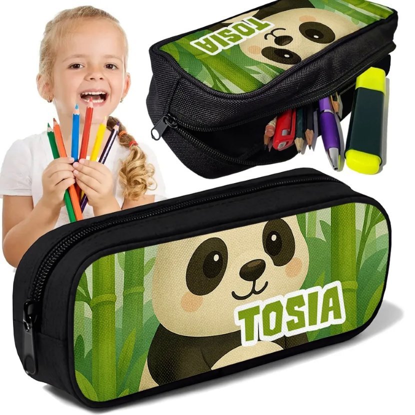 Piórnik TUBA + IMIĘ Misiu Panda Personalizowany Szkolny Prezent