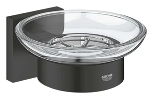 Grohe QuickFix Start Cube - Mydelniczka z uchwytem, szkło/czarny mat 410962430 - Mydelniczki i dozowniki mydła - miniaturka - grafika 1