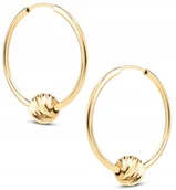 Kolczyki - ZŁOTE KOLCZYKI KÓŁECZKA Z DIAMENTOWANYMI KULKAMI 2W1 16MM 14KT 585 - miniaturka - grafika 1