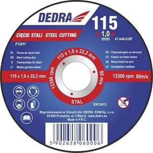 Dedra Tarcza do cięcia stali F13022 - Tarcze do pił - miniaturka - grafika 1